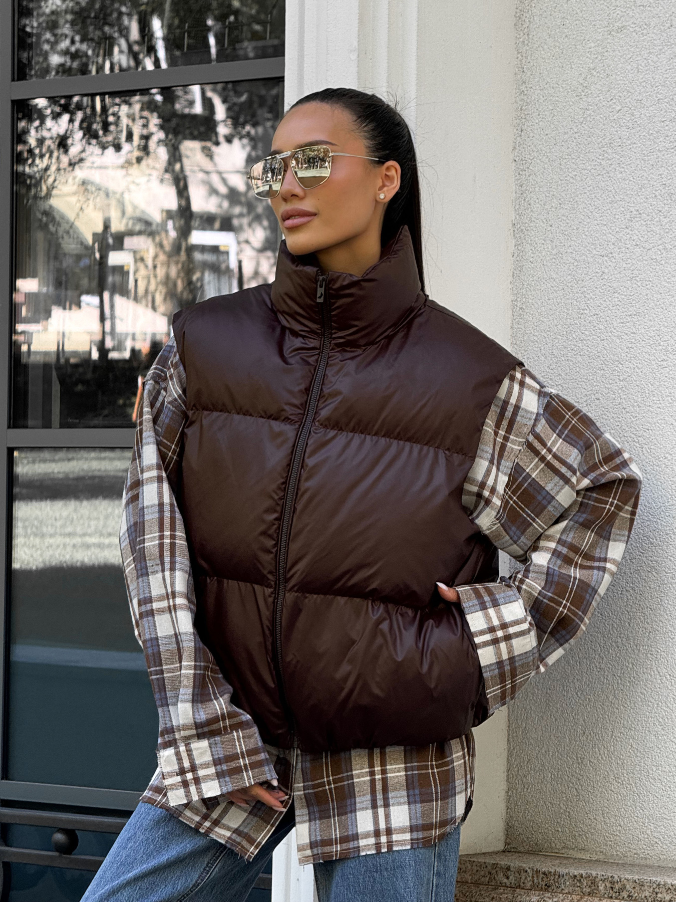 Куртки и дубленки Jadone Fashion модель Zhylet_Hat_choko Фото