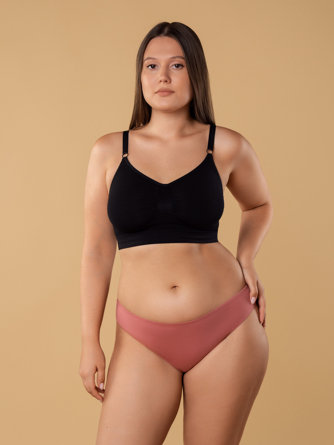 Нижнее белье Brabrabra Бейсіки модель BAN26902001_3_black.powder-rose.burgundy Фото