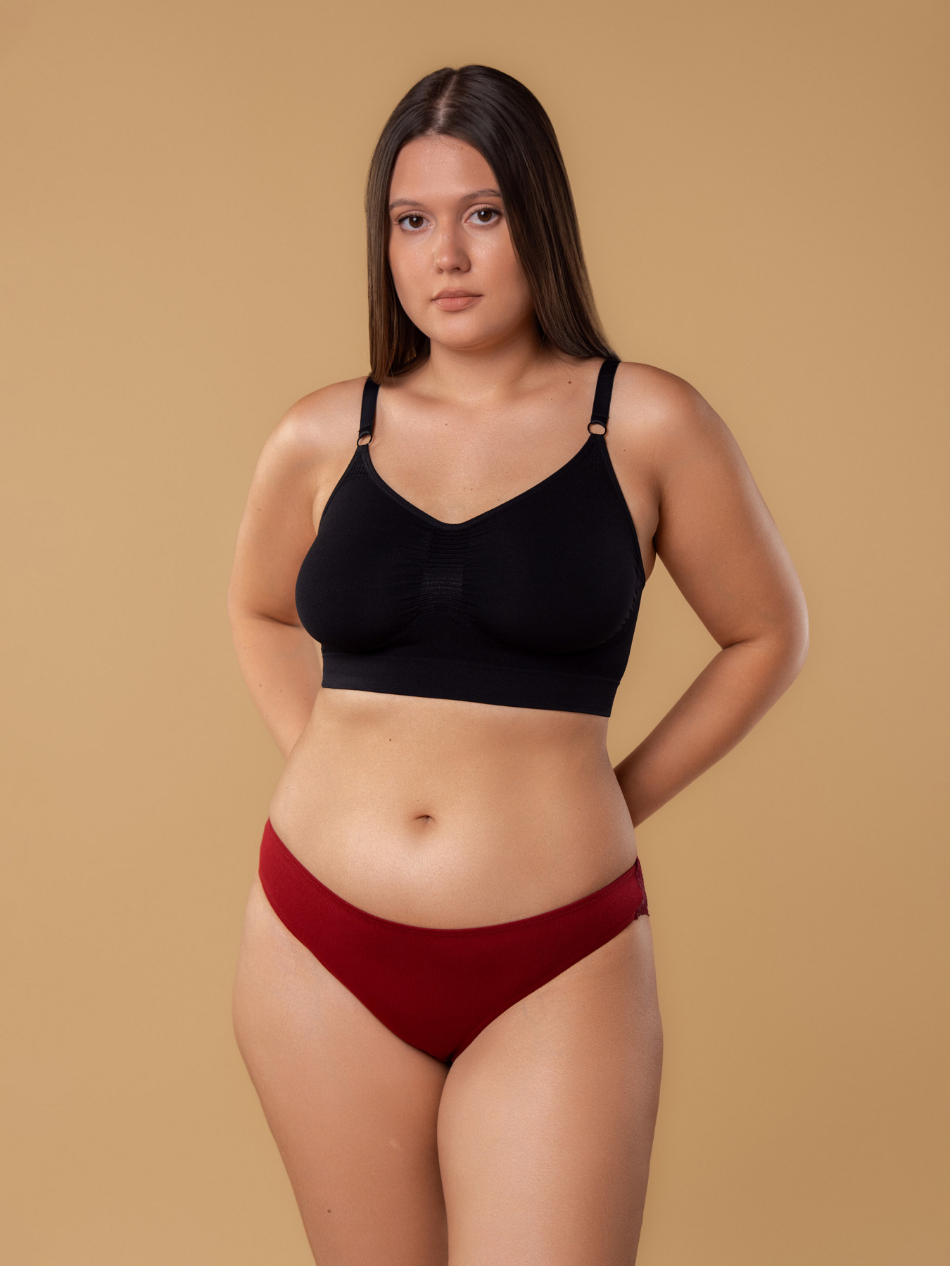 Нижнее белье Brabrabra Бейсіки модель BAN26902001_3_black.powder-rose.burgundy Фото