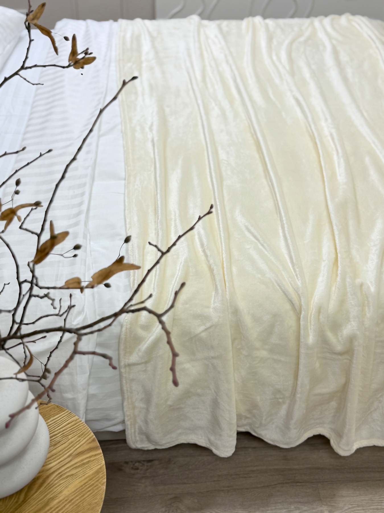 Покривало Well Soft молочного кольору Coconut milk Ecotton модель 24916 Покривало Well Soft молочного кольору Coconut milk Ecotton модель 24916 Фото