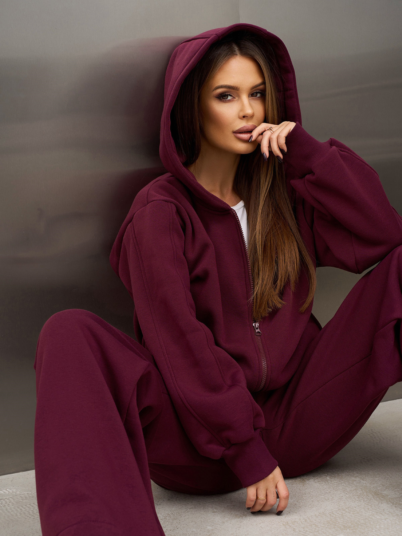 Костюми ISSA Plus модель 15366_темно-бордовый Фото