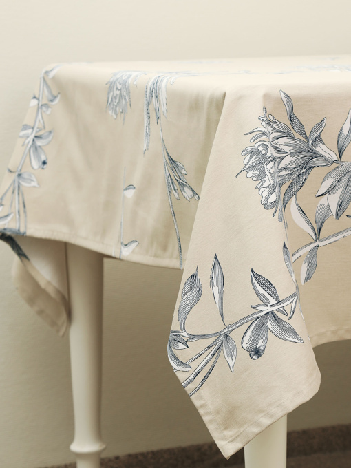 Скатерть "Тоскана" из натурального хлопка бежевая MBM HOME модель KT-19 BEIGE/PRINT Фото