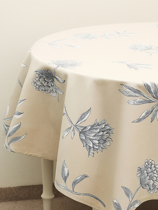 Скатерть круглая "Тоскана" из натурального хлопка бежевая MBM HOME модель KT-20 BEIGE/PRINT Фото