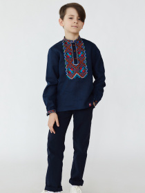Вишиванки Folk Moda модель fm2819-temno-sinj Фото