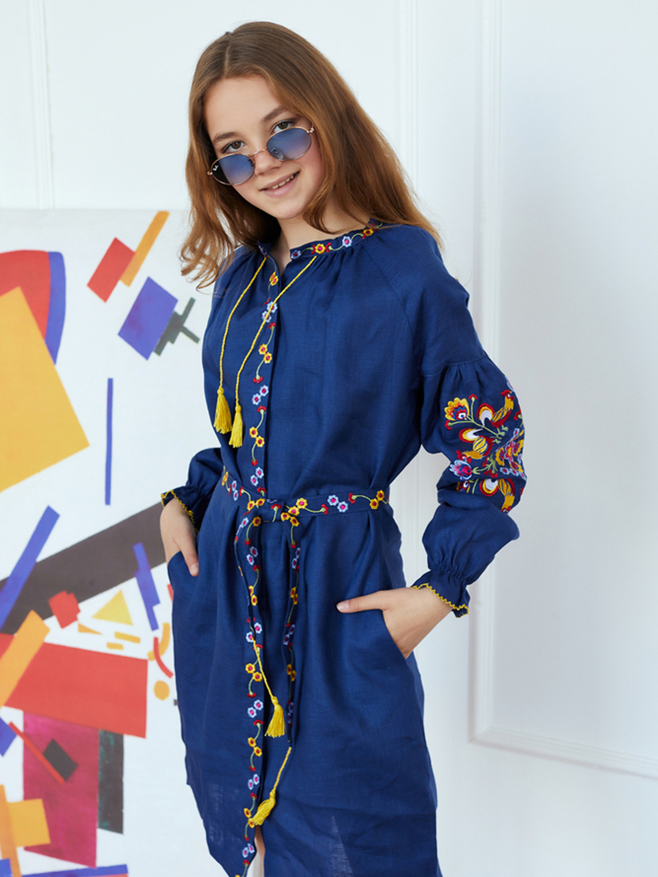 Вишиванки Folk Moda модель fm2718-temno-sinj Фото