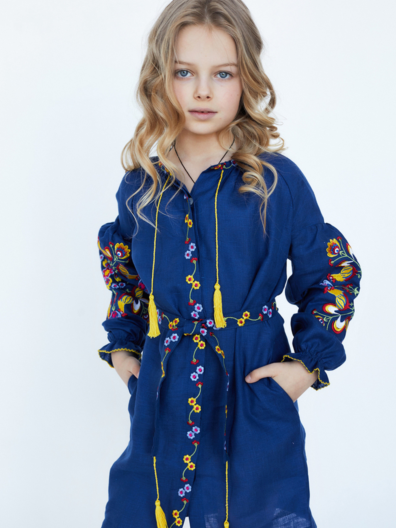 Вишиванки Folk Moda модель fm2718-temno-sinj Фото