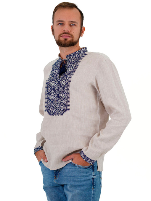 Вышиванки Folk Moda модель fm2162-srij-bezhevij Фото