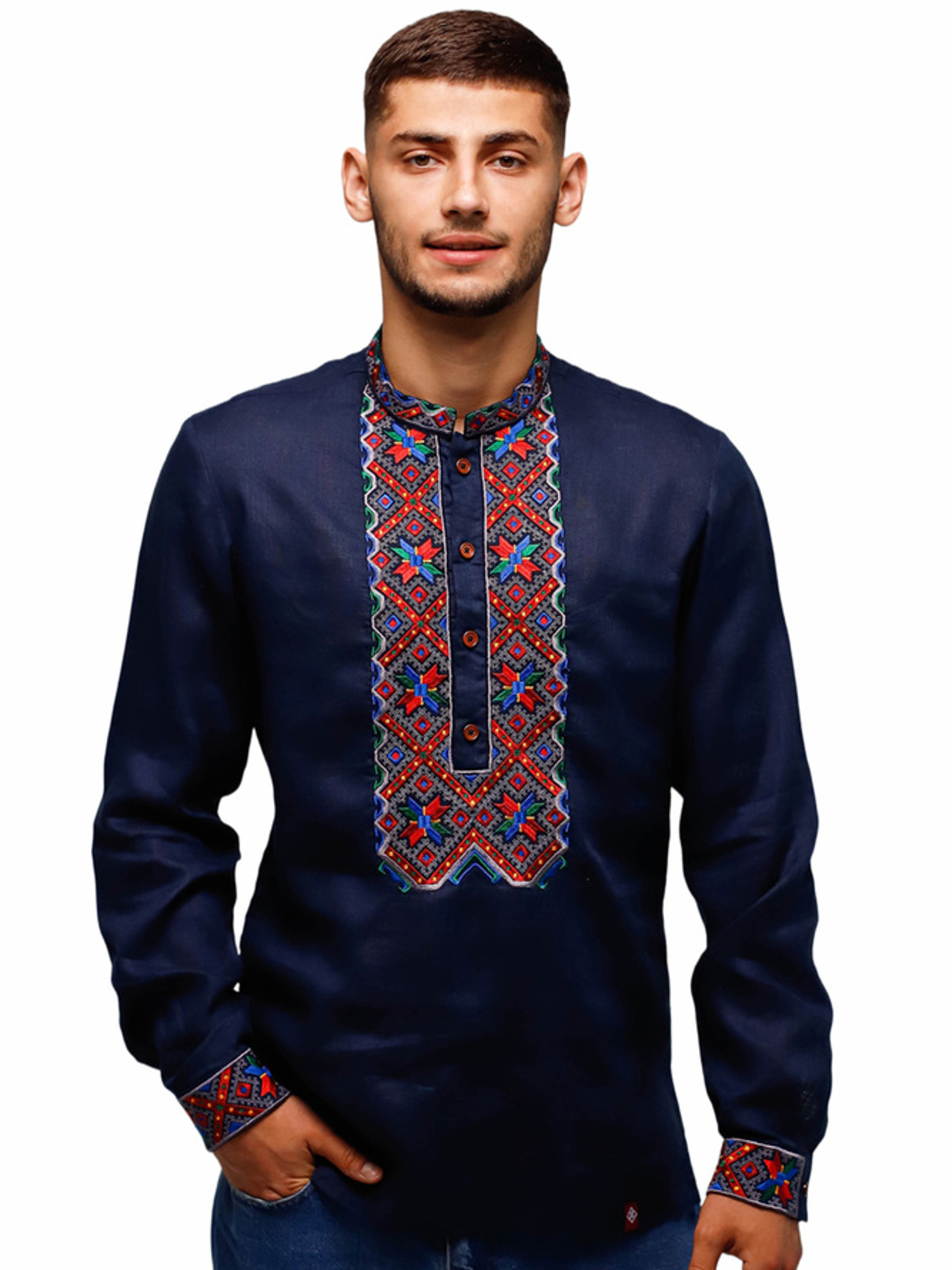 Вишиванки Folk Moda модель fm2160-temno-sinj Фото
