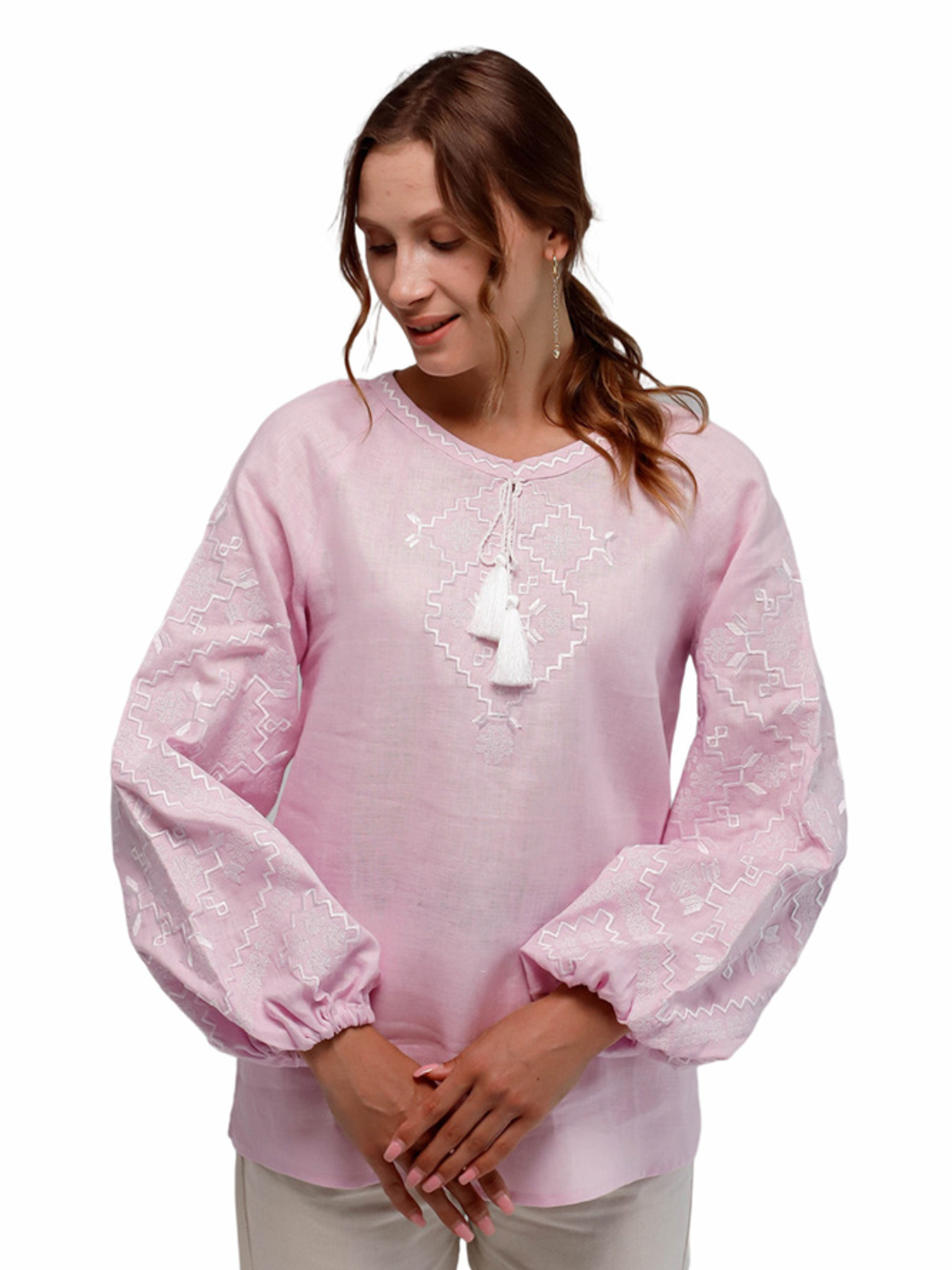 Вишиванки Folk Moda модель fm2148-bldo-rozhevij Фото