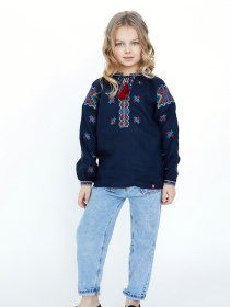 Вишиванки Folk Moda модель fm2135-temno-sinj Фото
