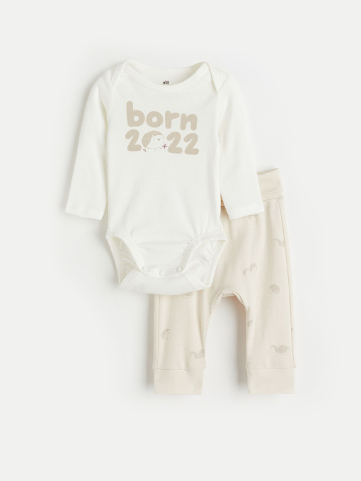 Одяг для немовлят H&M модель 9796056ral_Бежево-белый Фото