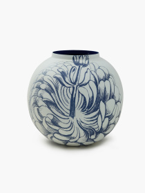 Ваза "Елізіум" залізна біло-синя з принтом MBM HOME модель VB-02 PRINT/DEEP BLUE Фото