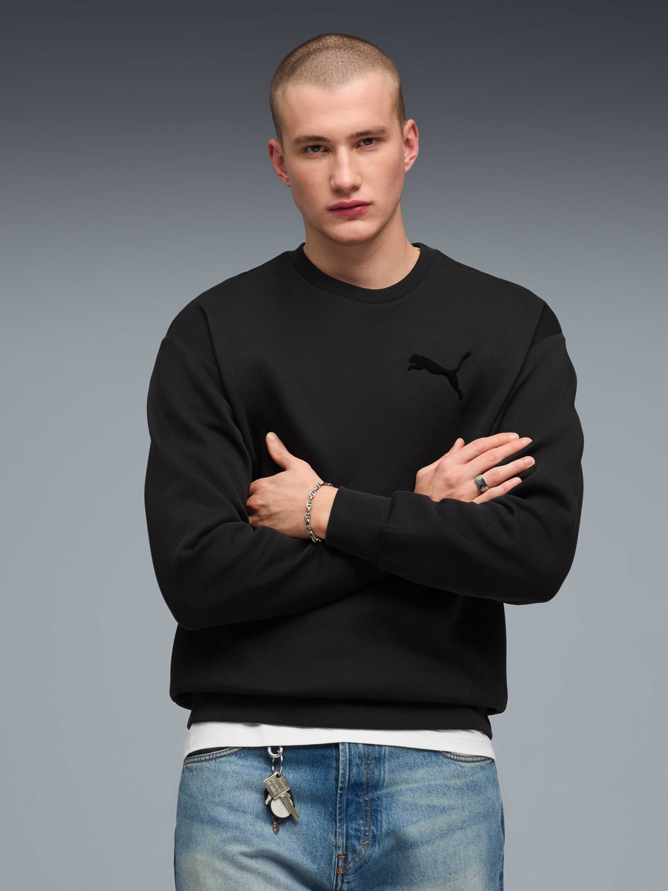 Худі та світшоти PUMA Ess Elevated Cat Logo Crew модель 634393 Фото