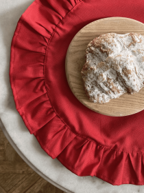 Салфетка сервировочная с рюшами хлопковая водотталкивающая красная Ecotton модель 25584 Фото
