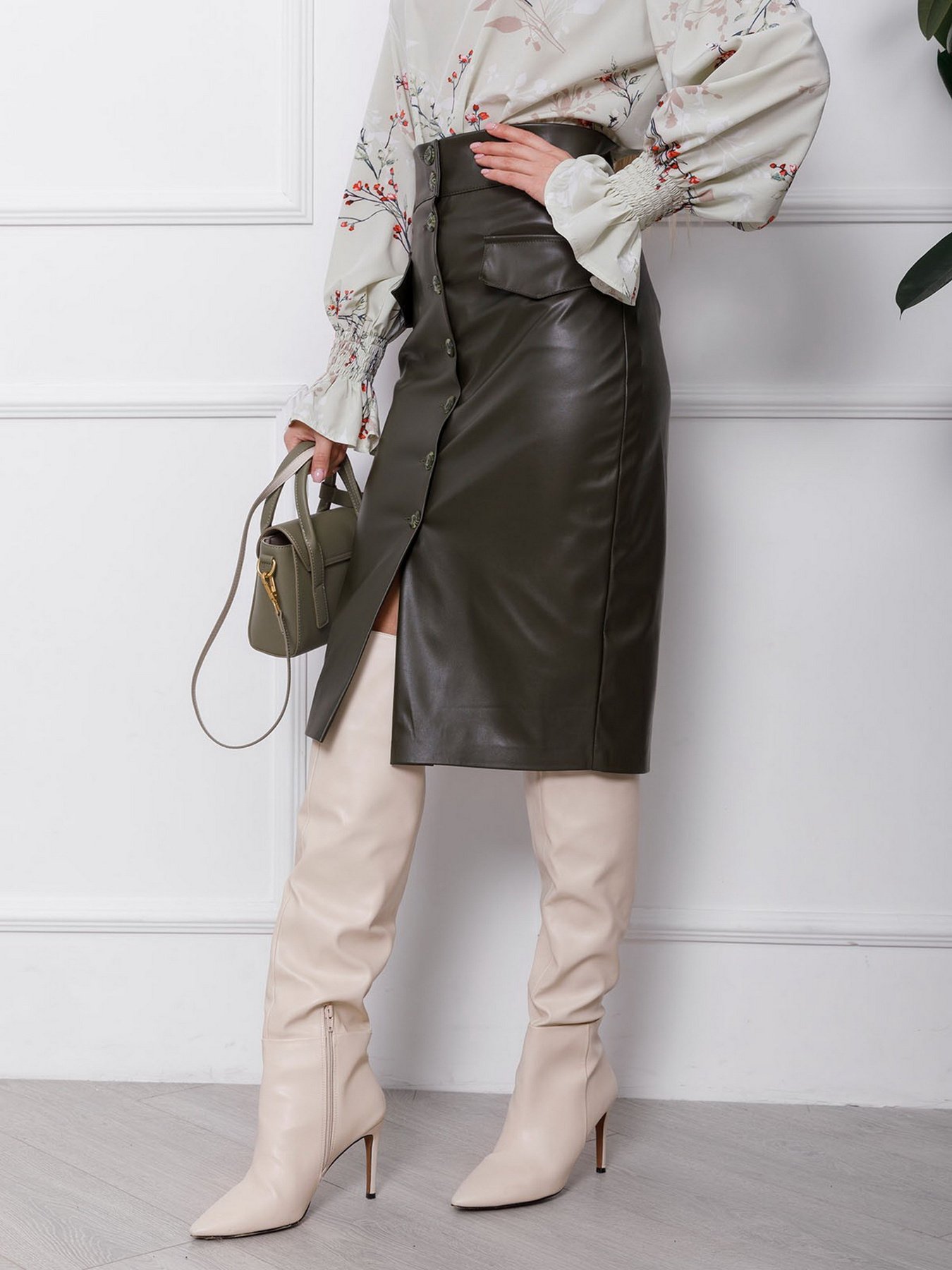 Юбки ISSA Plus модель SA-106_khaki Фото