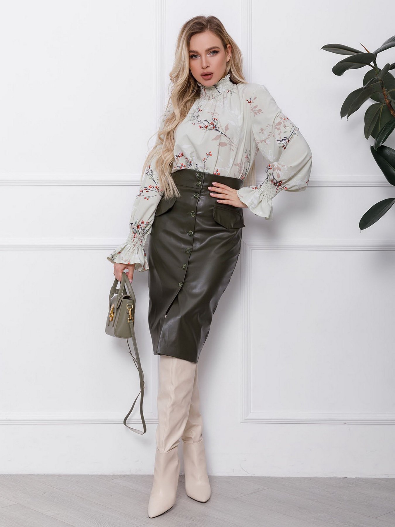Юбки ISSA Plus модель SA-106_khaki Фото