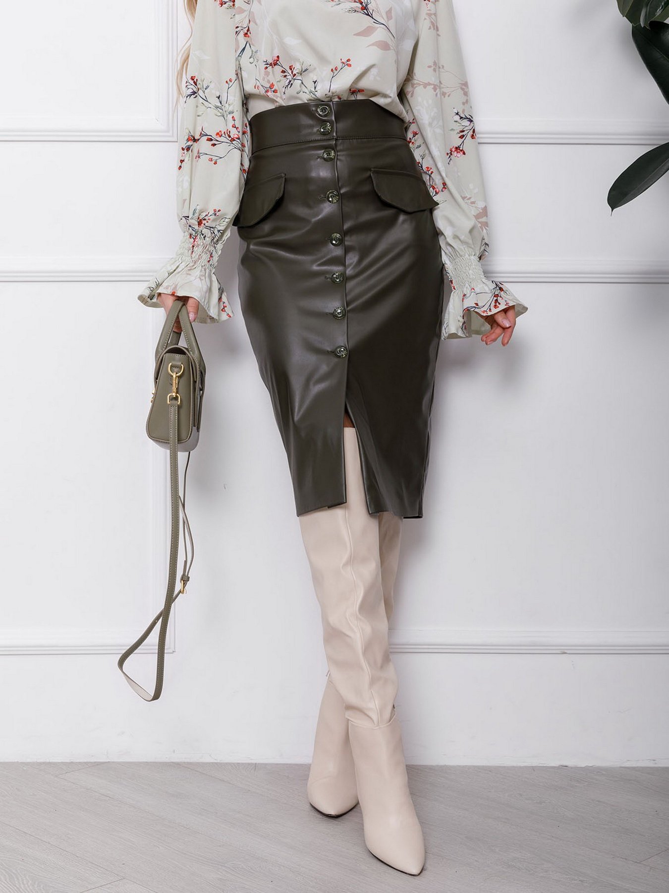 Юбки ISSA Plus модель SA-106_khaki Фото