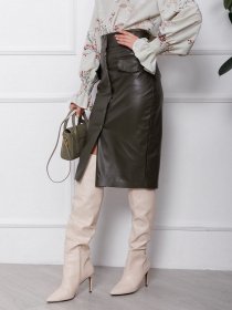 Юбки ISSA Plus модель SA-106_khaki Фото
